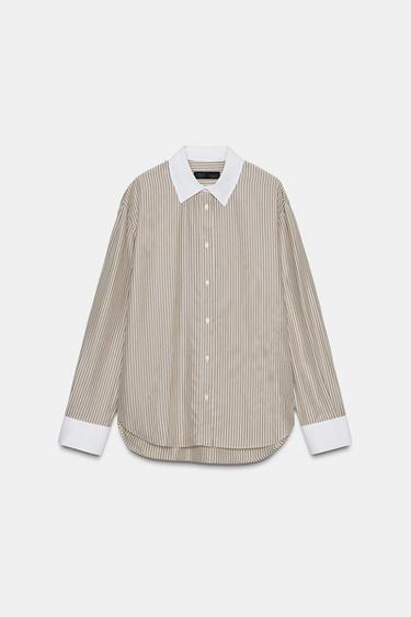 CAMISA RAYAS CONTRASTE ZW COLLECTION - rayas de Zara