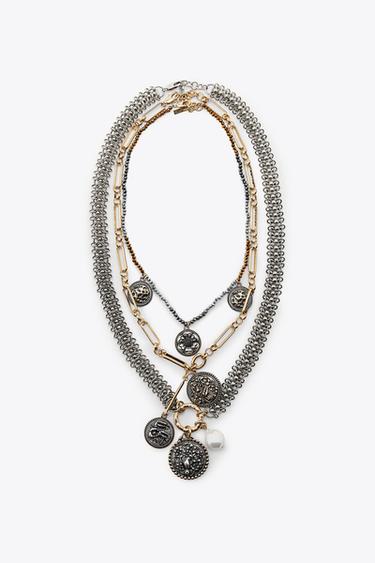 CONFEZIONE 3 COLLANE CATENA MEDAGLIE - Oro / Argento di Zara