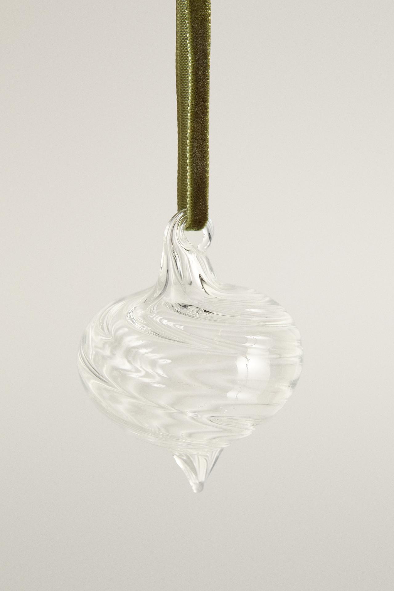 SPIRAL GLASS CHRISTMAS TREE ORNAMENT