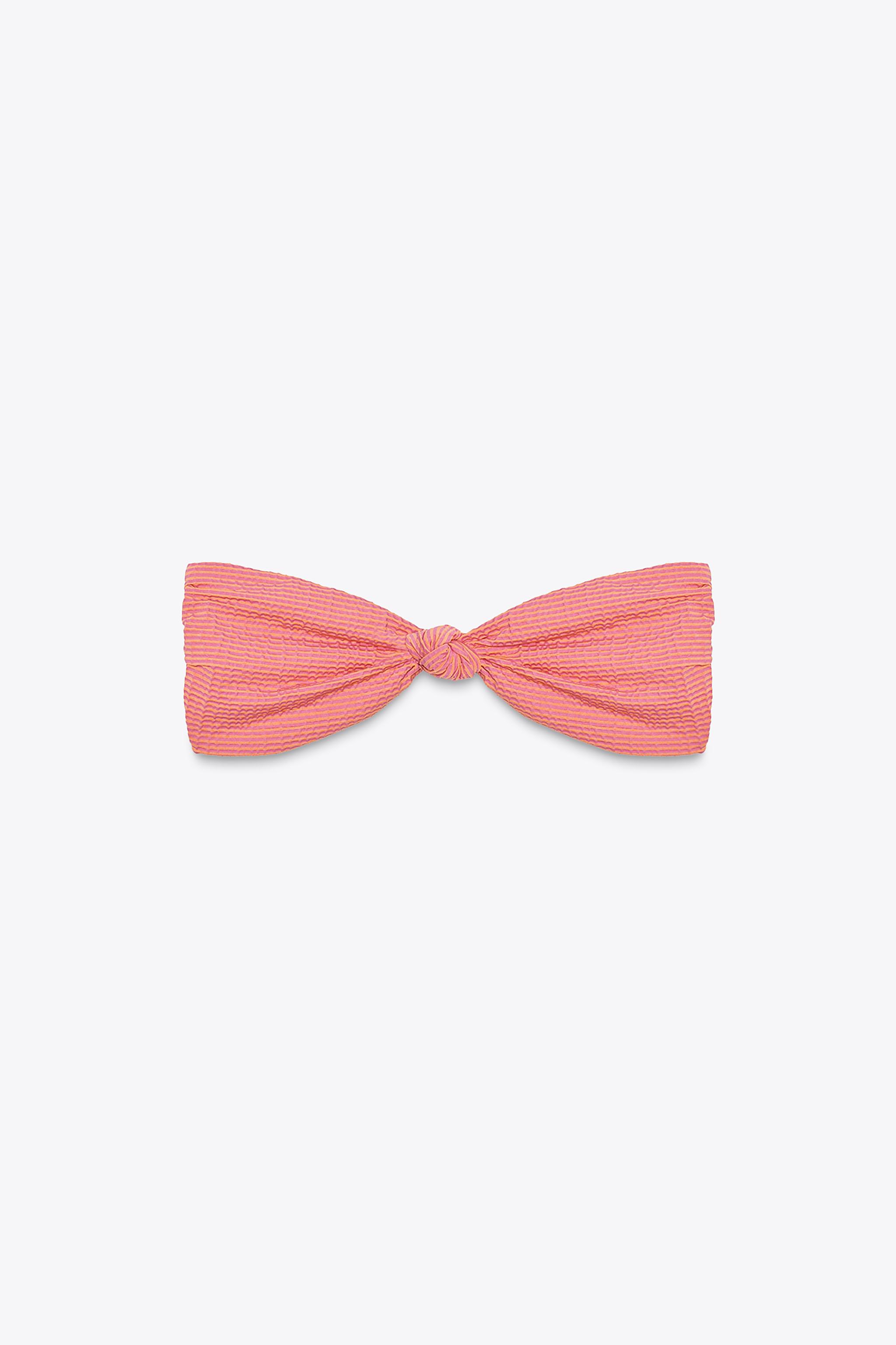 ZARA ストライプバンドゥビキニトップ 2910/204 STRIPED BANDEAU BIKINI TOP - Pink | ZARA United States