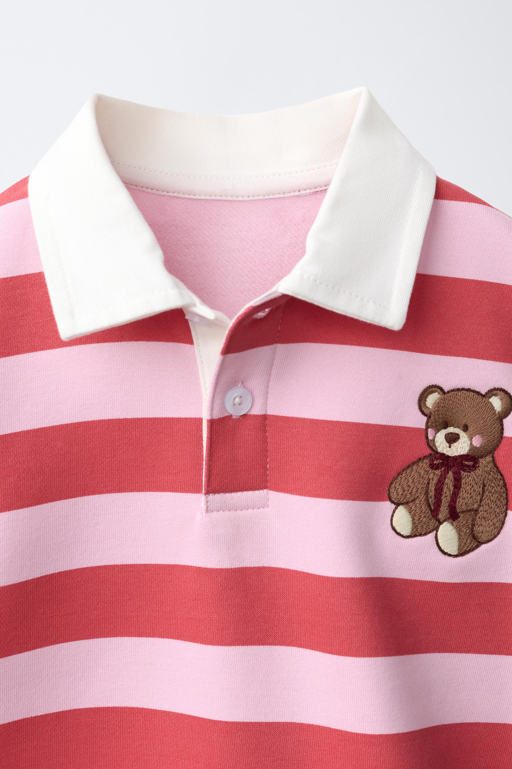 STRIPED BEAR EMBROIDERY POLO