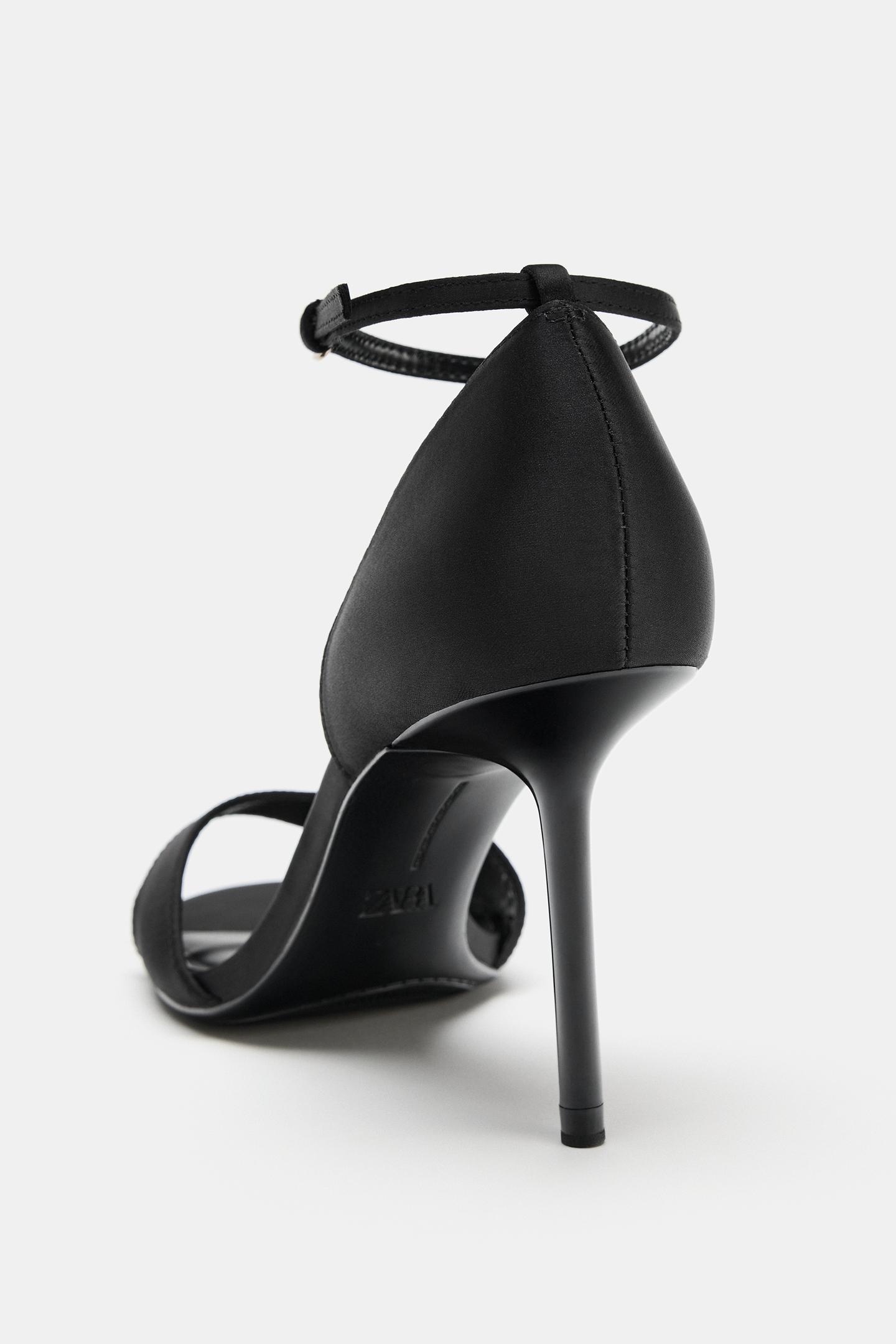 Женские сандалии Zara Satin High Heel, цвет: Чёрный — фото 6