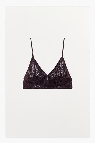 TOP MINI FLECOS - Marrón de Zara