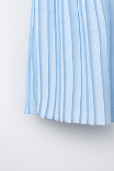 JUPE MI-LONGUE À PLIS PLATS - Bleu clair de Zara - Image 3