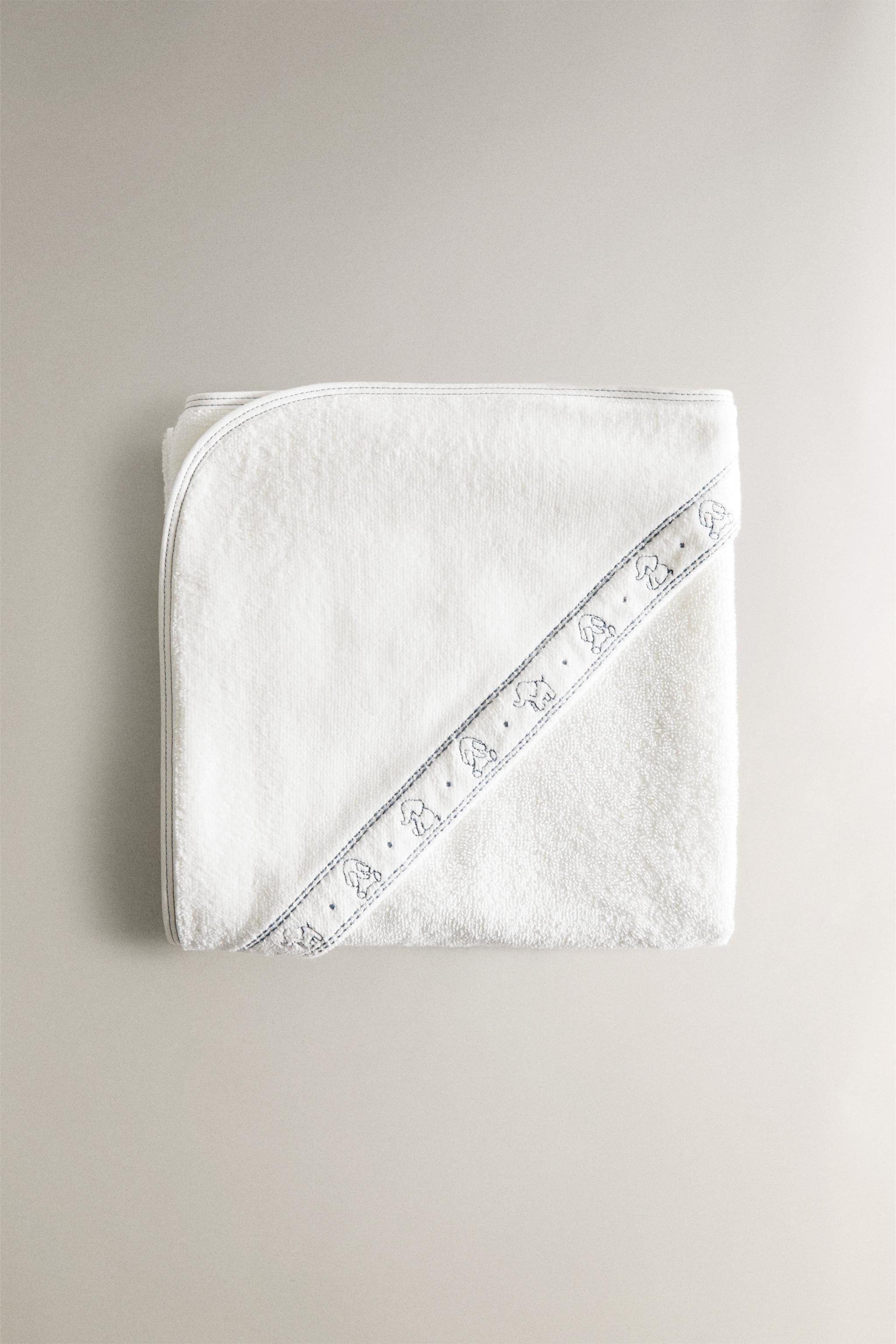 SERVIETTE DE BAIN CAPUCHE BÉBÉ ÉLÉPHANTS