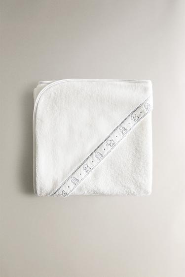 SERVIETTE DE BAIN CAPUCHE BÉBÉ ÉLÉPHANTS - Blanc cassé de Zara - Image 1