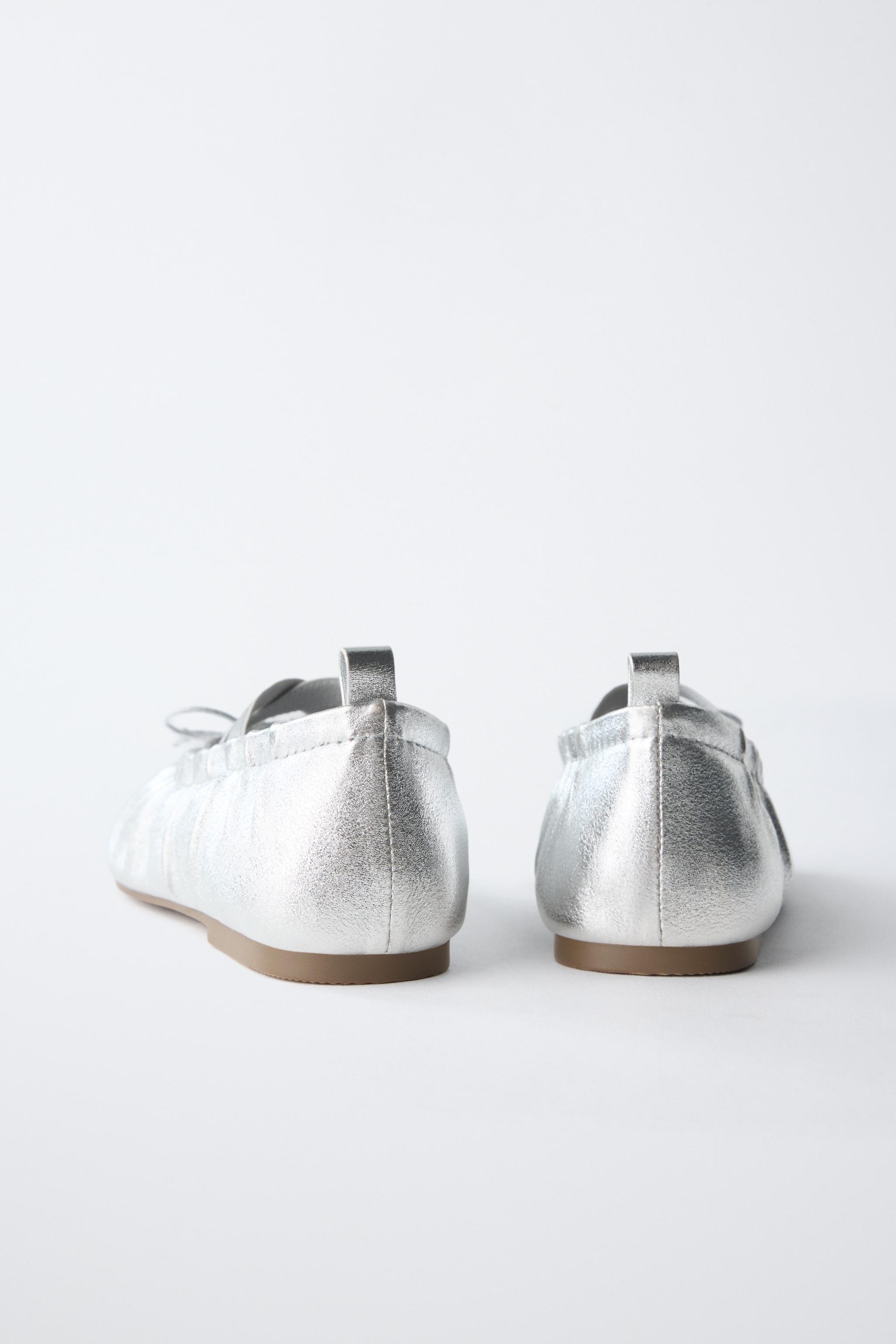 Обувь Zara METALLIC BALLET FLATS — фото 6