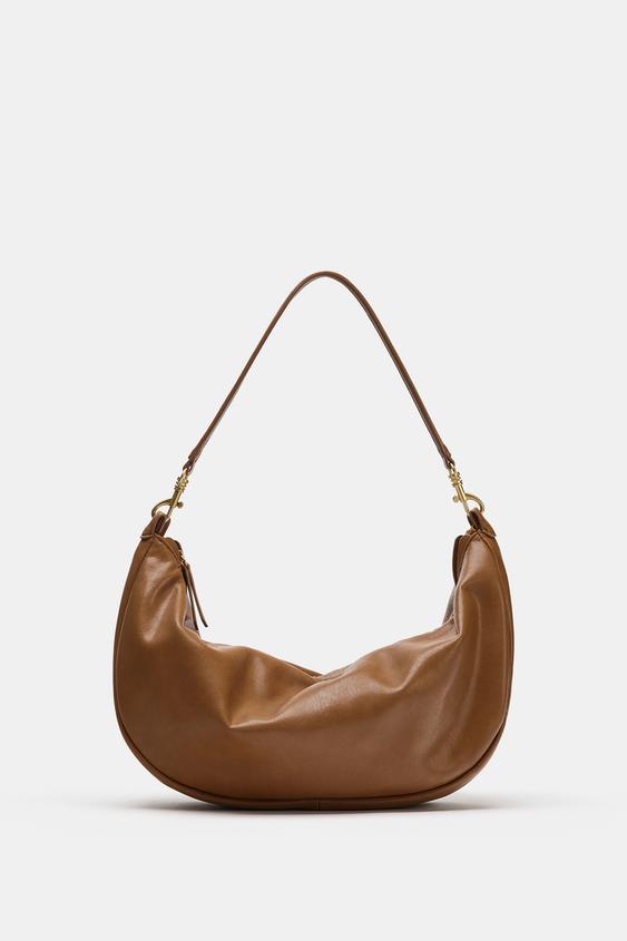 BOLSO DE HOMBRO OVALADO - Tostado oscuro de Zara - Imagen 0