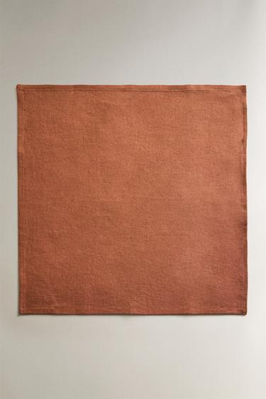 PACK OF COLOURED WASHED LINEN NAPKINS (PACK OF 2) - Brick by Zara - Image 1