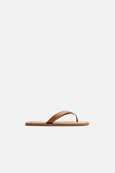 LEREN SANDALEN MET BANDJES - DONKER GEELBRUIN van Zara