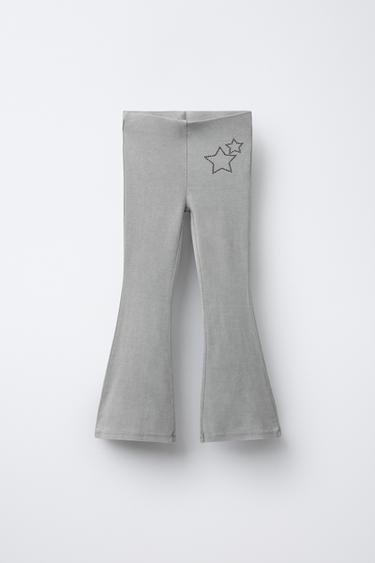 LEGGING FLARE EFECTO LAVADO ESTRELLAS - Gris perla de Zara