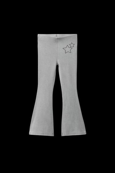 Zara STAR WASH EFFECT FLARE LEGGINGS - Pearl gray - Image 0