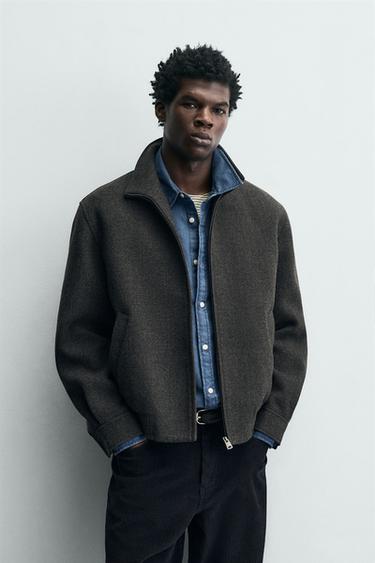 ZIP-UP SYNTHETIC WOOL JACKET - Grey by Zara