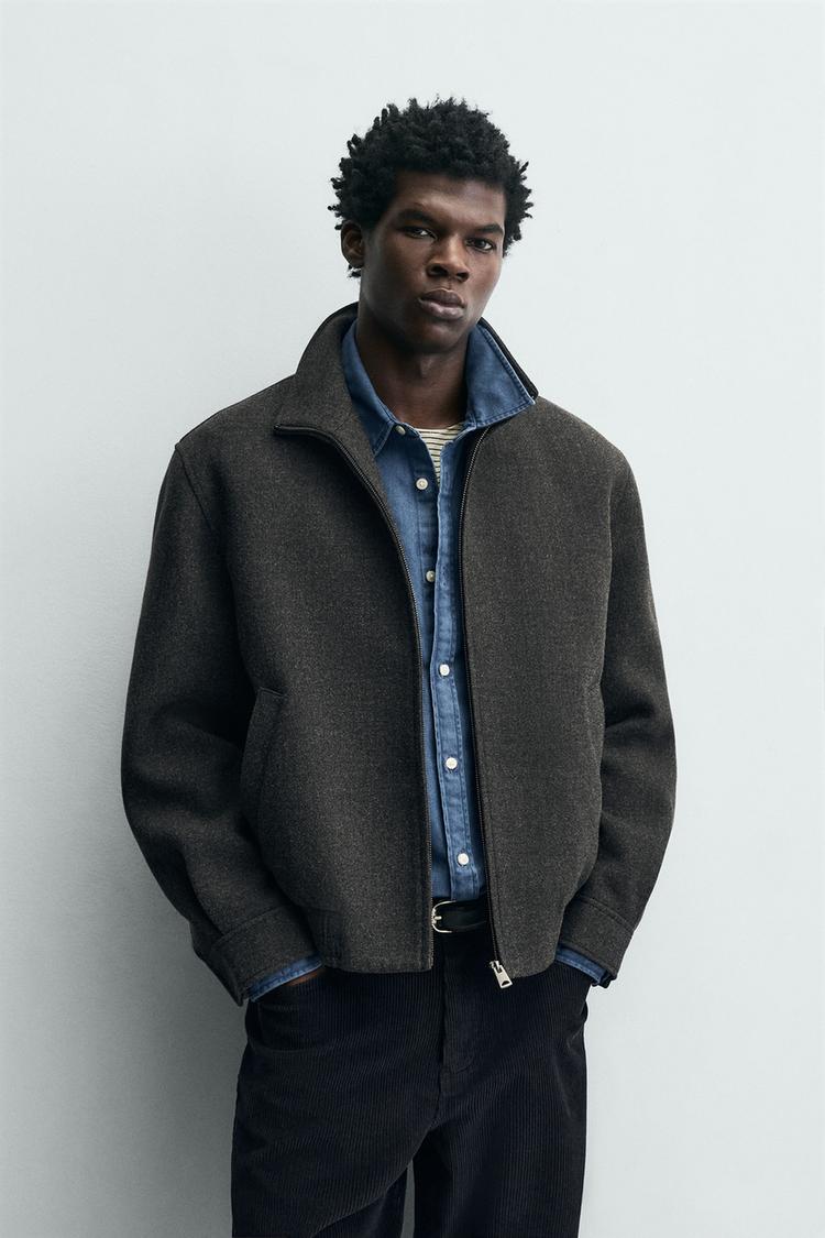 ZARA ZIP-UP SYNTHETIC WOOL JACKET