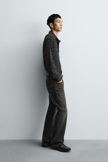 TEXTURED CHECK SHIRT - Black by Zara - Image 3