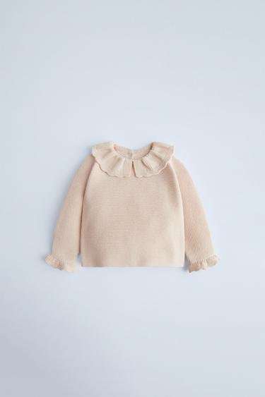 Zara RUFFLED KNIT SWEATER - Light pink - Image 0
