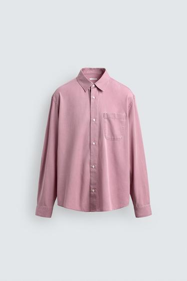 REGULAR FIT LYOCELL - COTTON SHIRT - Pink by Zara