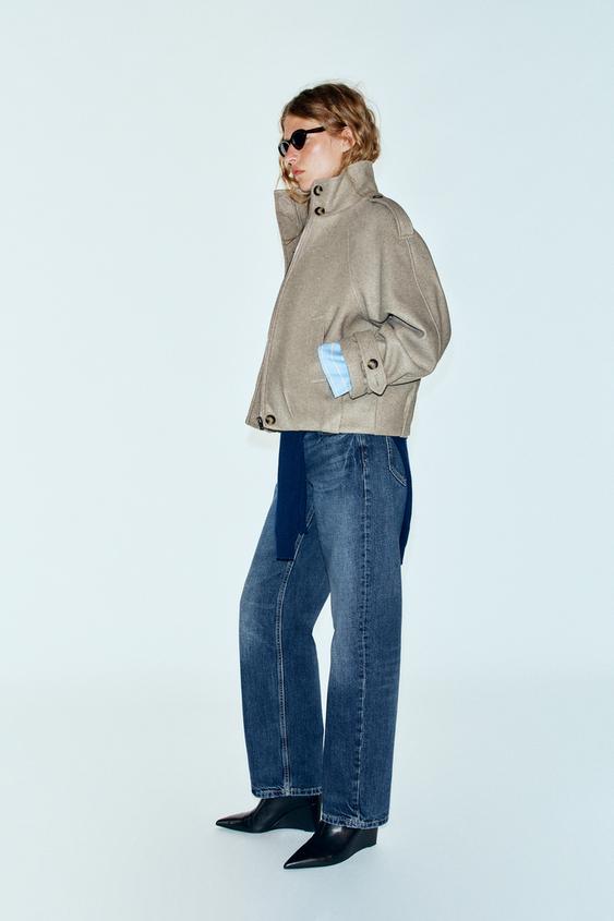 BOMBER JACKET WITH TAB DETAIL - Light beige by Zara - Image 2