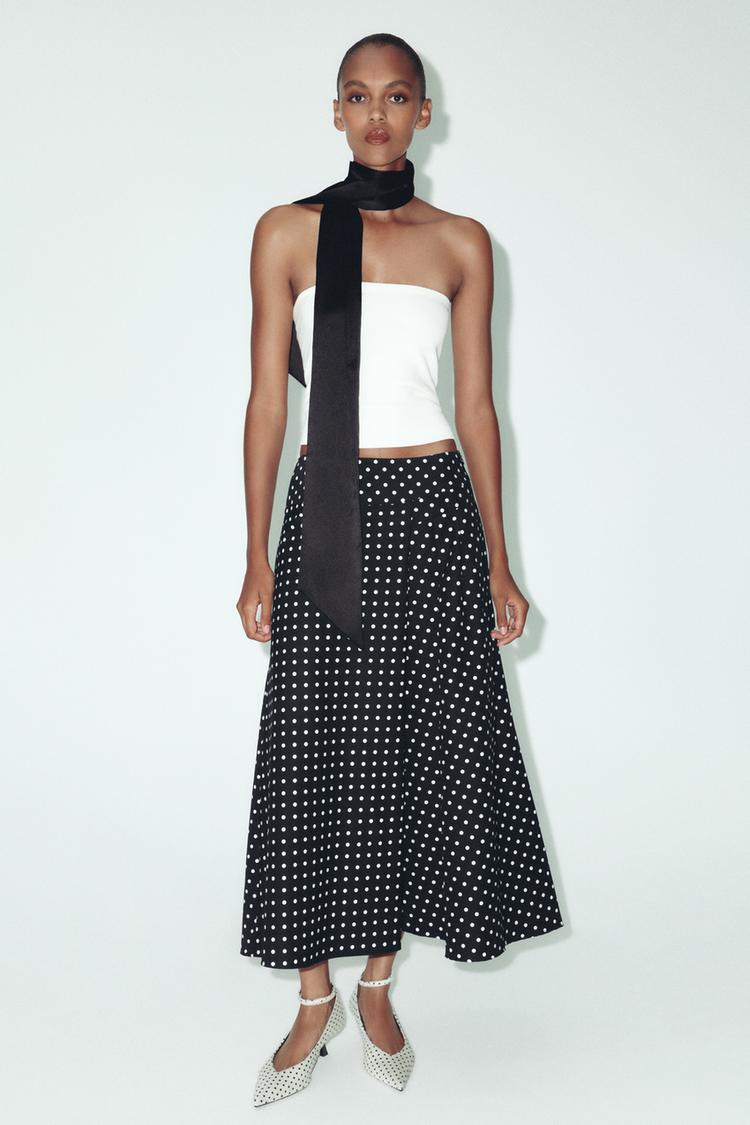Long Skirt Set White Polka Dot Skirt Long Skirt Polka Dot Top And