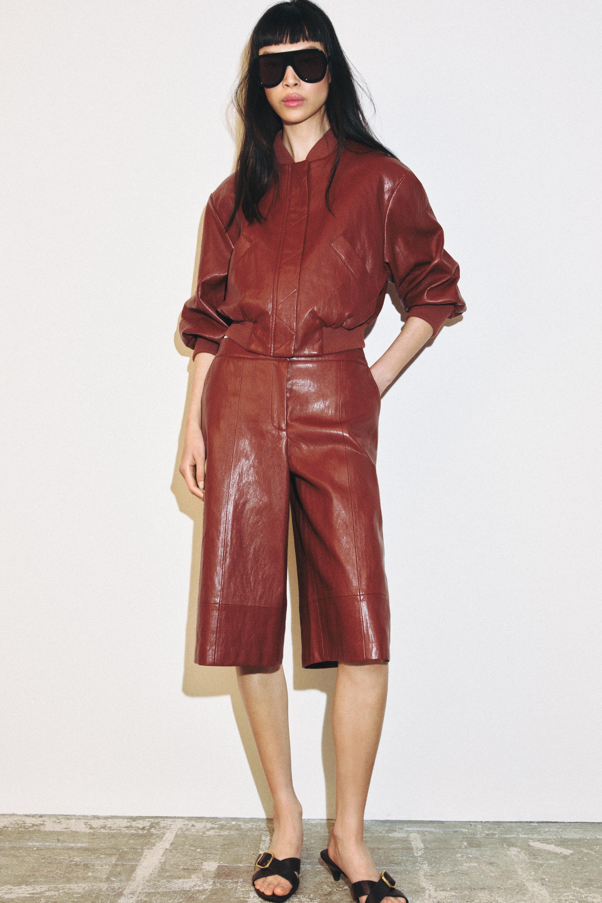 FAUX LEATHER LONG SHORTS