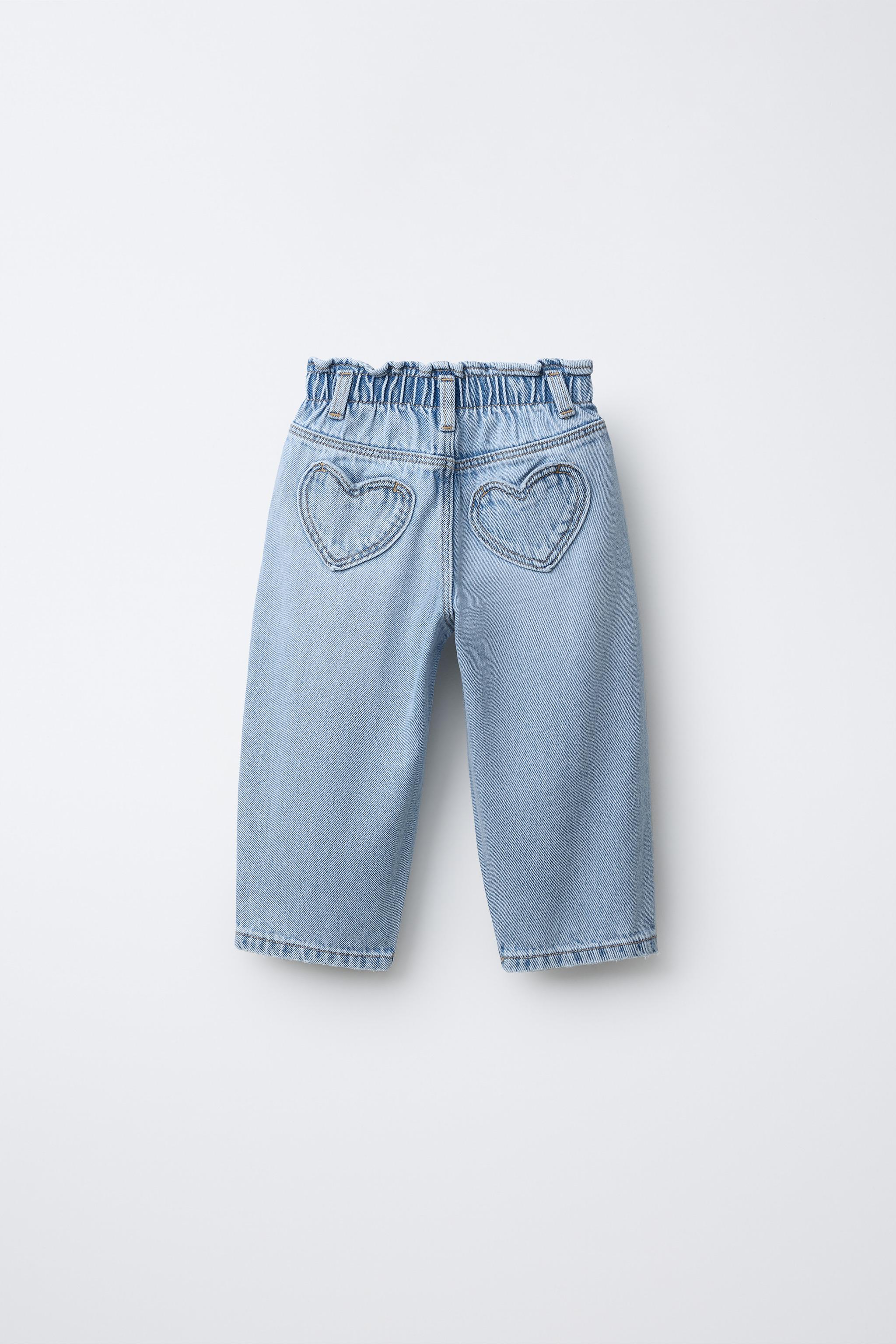 Детские джинсы Zara BAGGY PAPERBAG JEANS WITH HEART POCKETS — фото 3