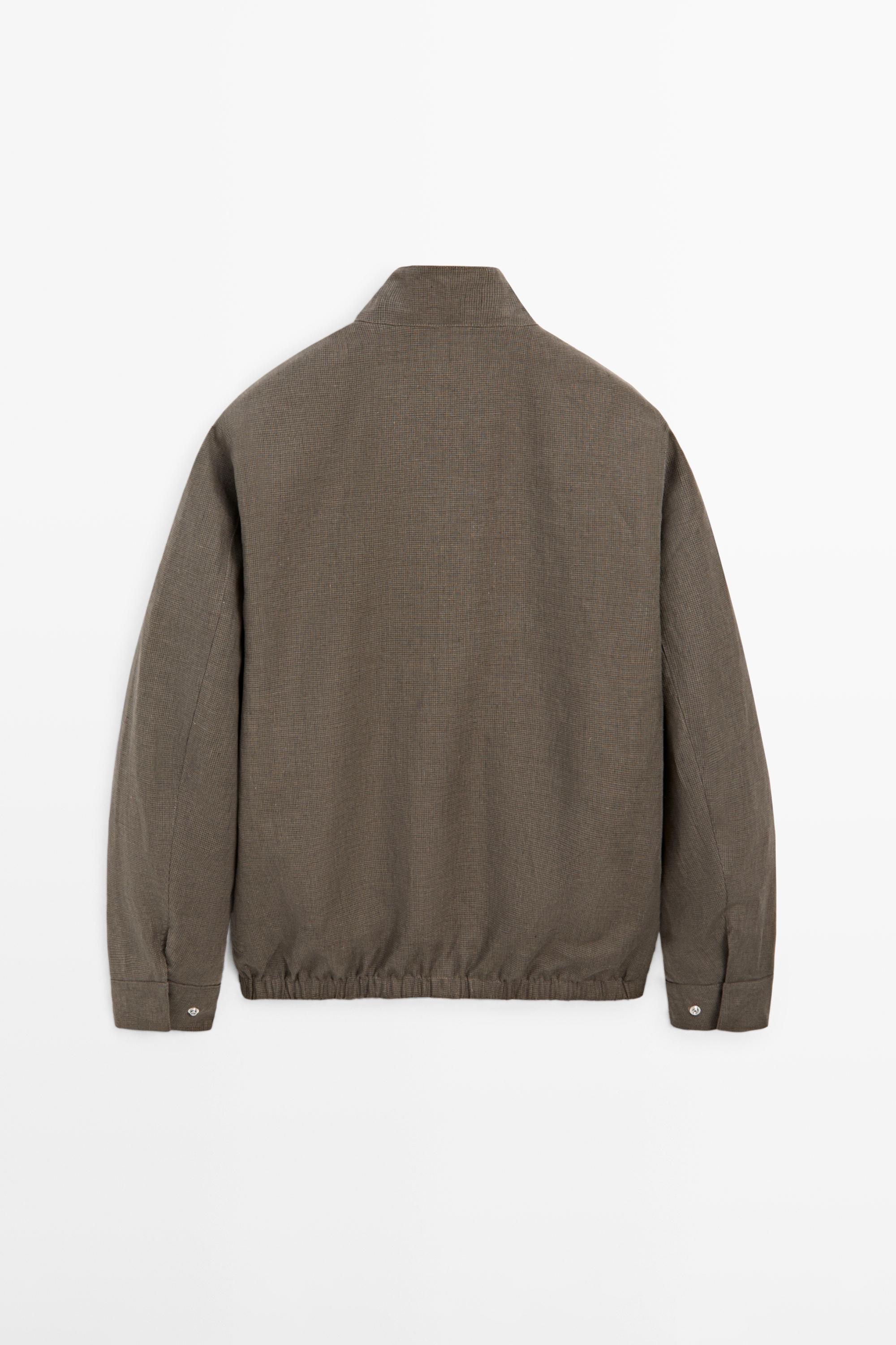 Blouson court réversible en lin mélangé
