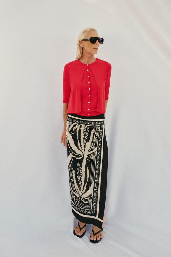 CHAQUETA PUNTO DOBLE CAPA - Rojo de Zara - Imagen 0