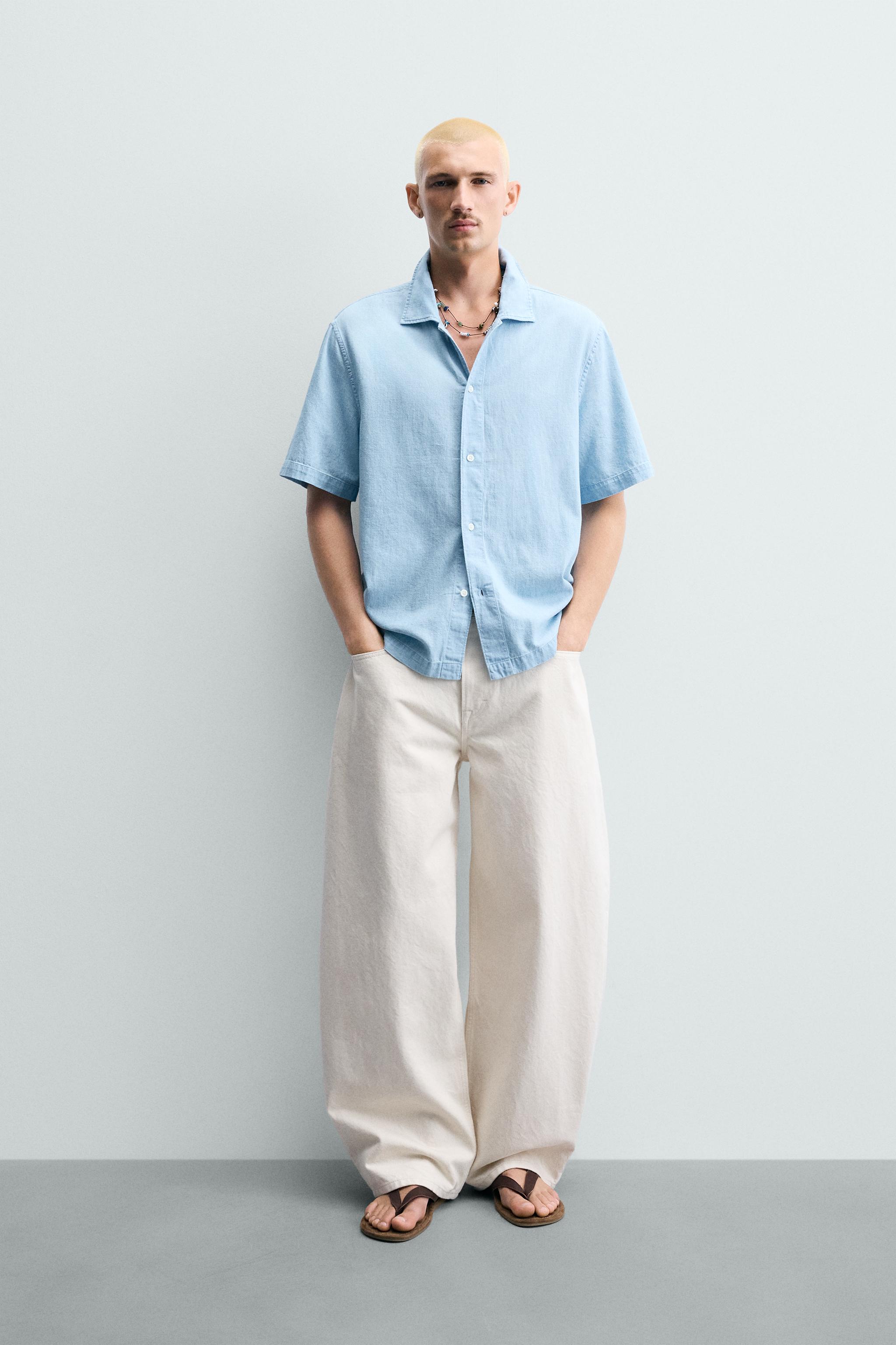 ストライプフレアーデザインシャツ - ブルー | ZARA Japan / 日本