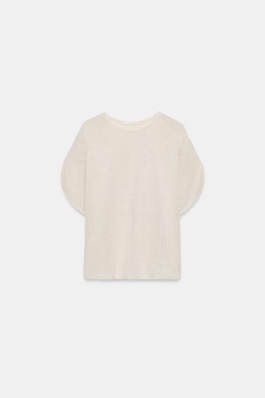 RUSTIC CAPE SLEEVE TOP - Light beige by Zara
