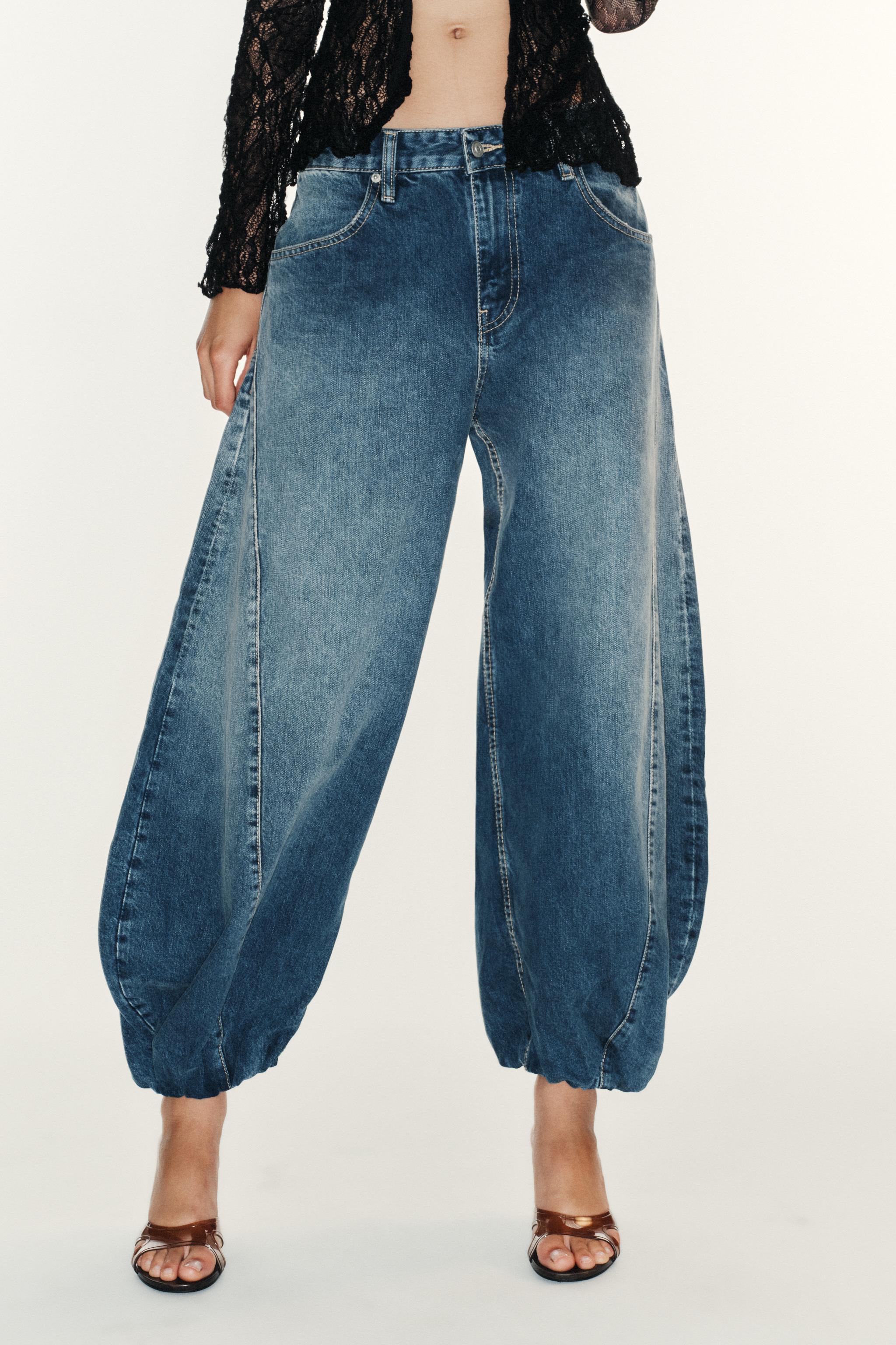 TRF MID-RISE ELASTIC HEM JEANS — Navy blue
