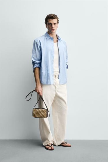 WOVEN CROSSBODY BAG - Brown by Zara - Image 1