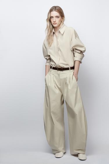 РУБАШКА ОВЕРСАЙЗ ZW LIMITED EDITION — СВЕТЛО-БЕЖЕВЫЙ от Zara