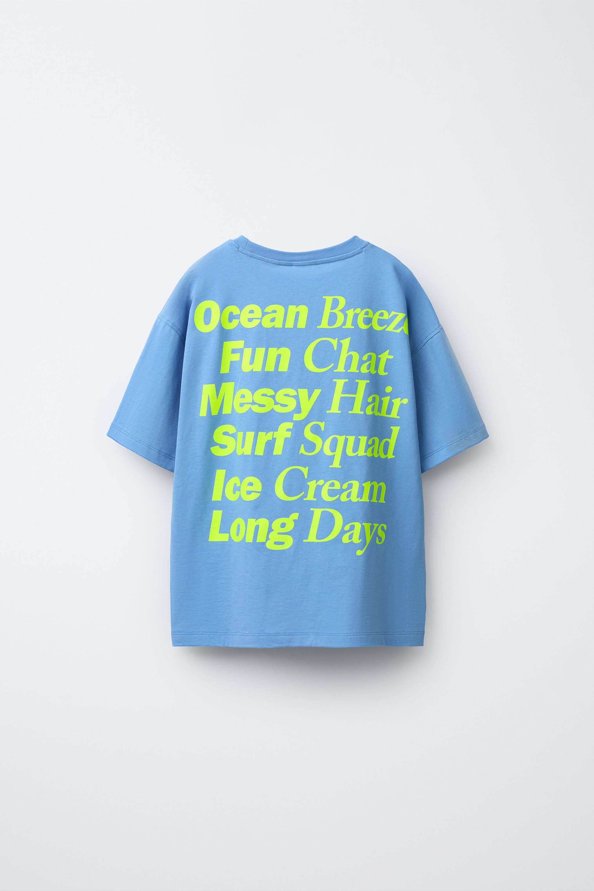 NEON SLOGAN T-SHIRT - Blue | ZARA South Africa