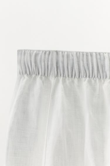 VOLUME LINEN TROUSERS - White by Zara - Image 3
