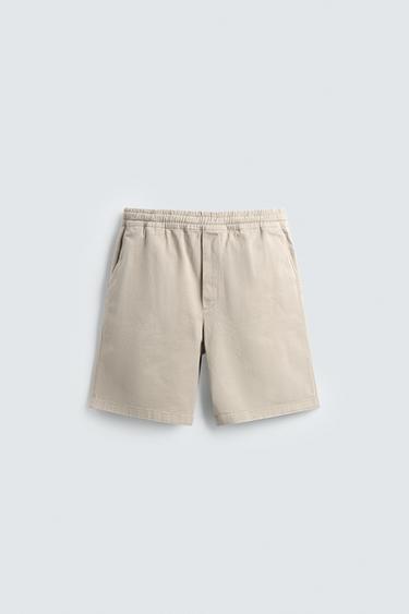 Zara TEXTURED SHORTS - Stone
