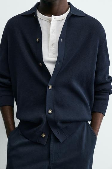 REGULAR FIT CARDIGAN - Dark navy by Zara - Image 4