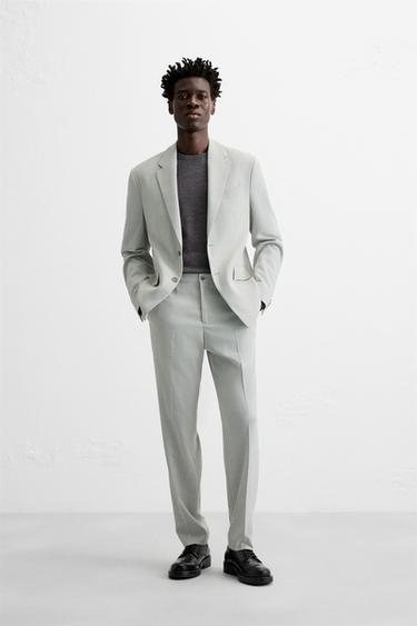 КОСТЮМНЫЙ ПИДЖАК ИЗ РЕЛЬЕФНОЙ ТКАНИ — ЖЕМЧУЖНО-СЕРЫЙ от Zara — изображение 0