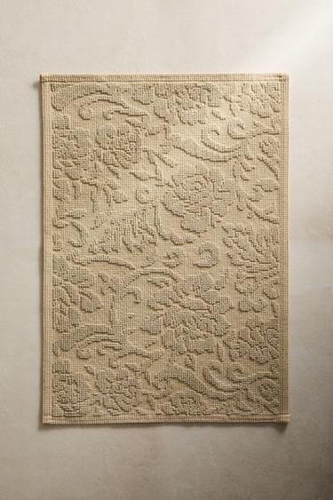 FLORAL JACQUARD BATH MAT - Beige by Zara - Image 5