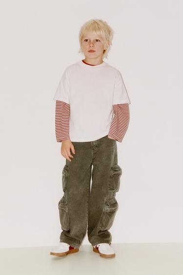 Zara WIDE LEG MULTICARGO PANTS - Khaki