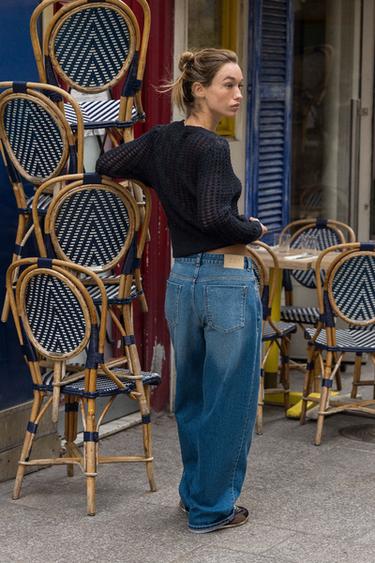 GILET AVEC LAINE ET ALPAGA POINTELLE - Bleu marine de Zara - Image 4
