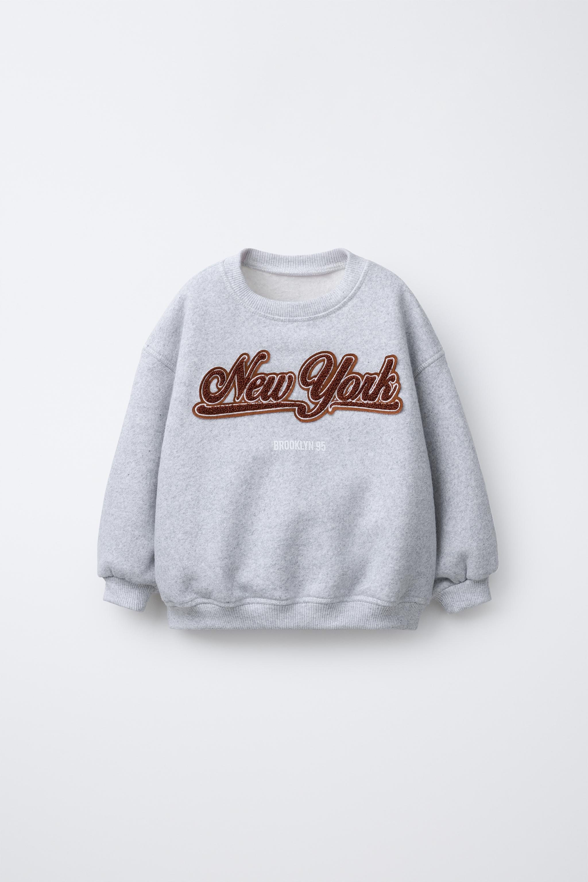 EMBROIDERED TERRY TEXT SWEATSHIRT - Gray marl | ZARA United
