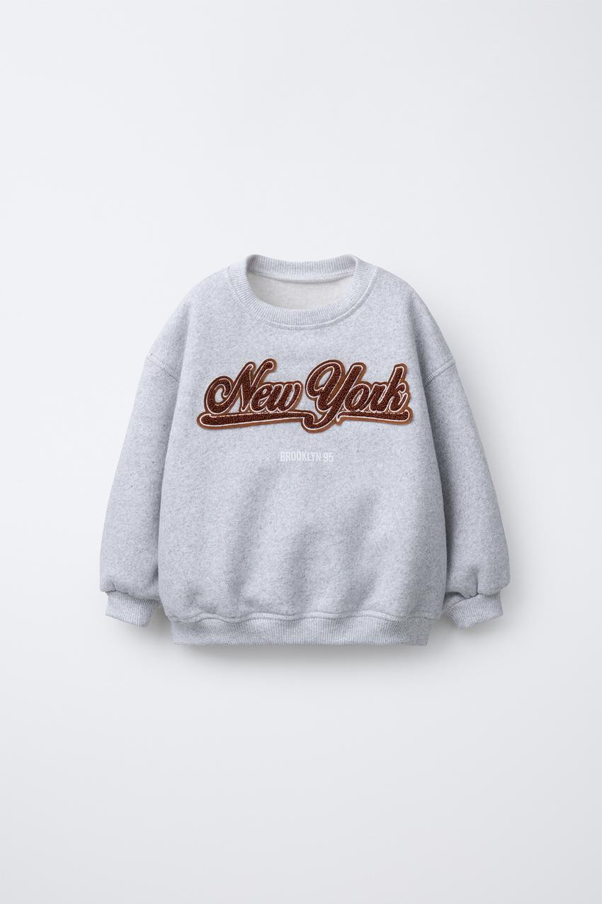 EMBROIDERED TERRY TEXT SWEATSHIRT