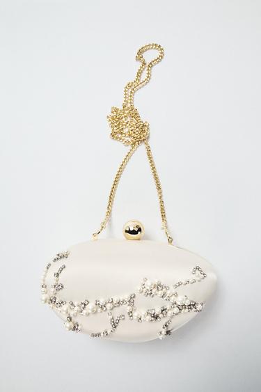 حقيبة علبة ساتانية بزينة - خَام الخاص بـ Zara