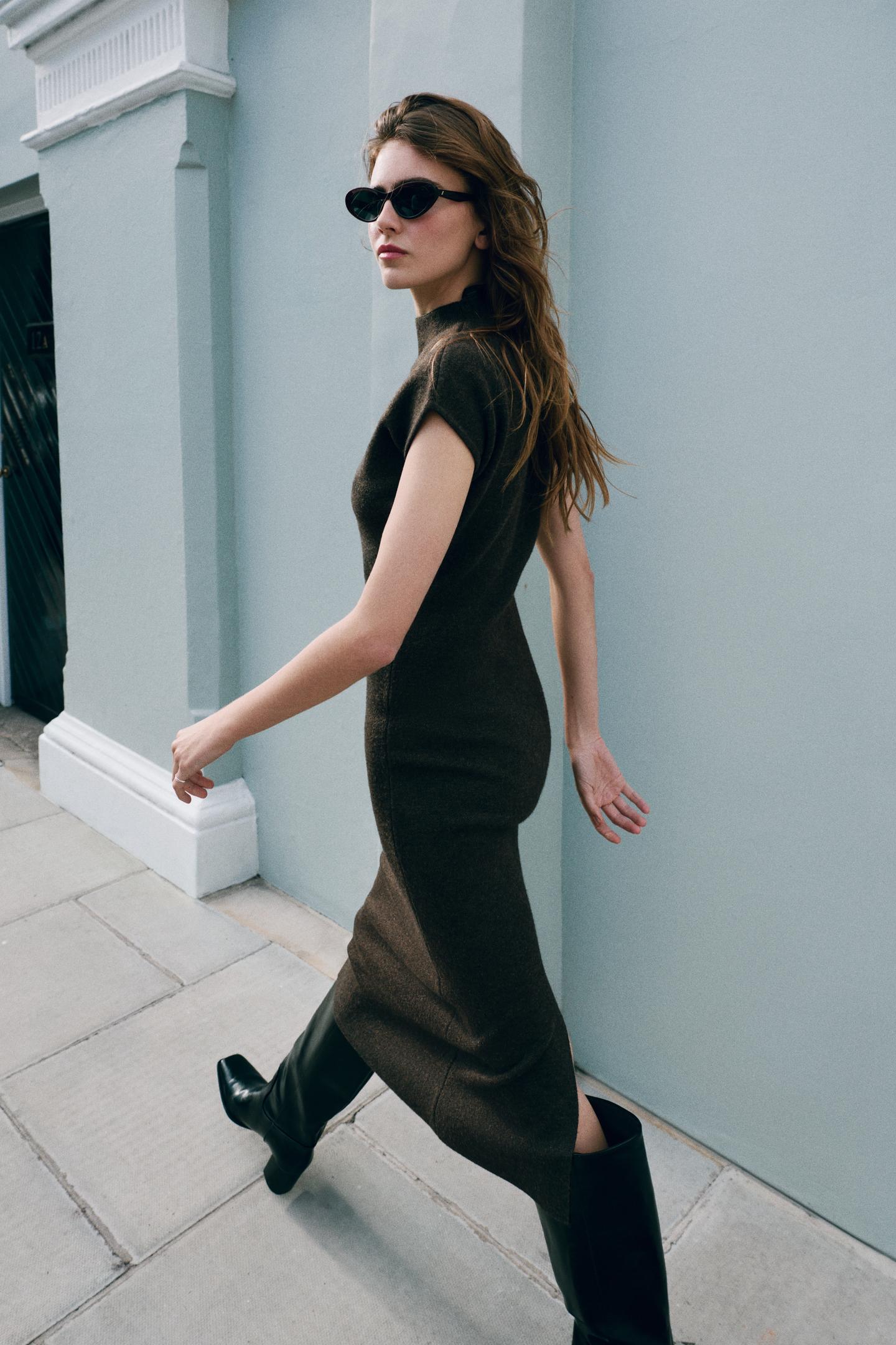 Женское платье Zara Knit Maxi, цвет: Коричневый — фото 3