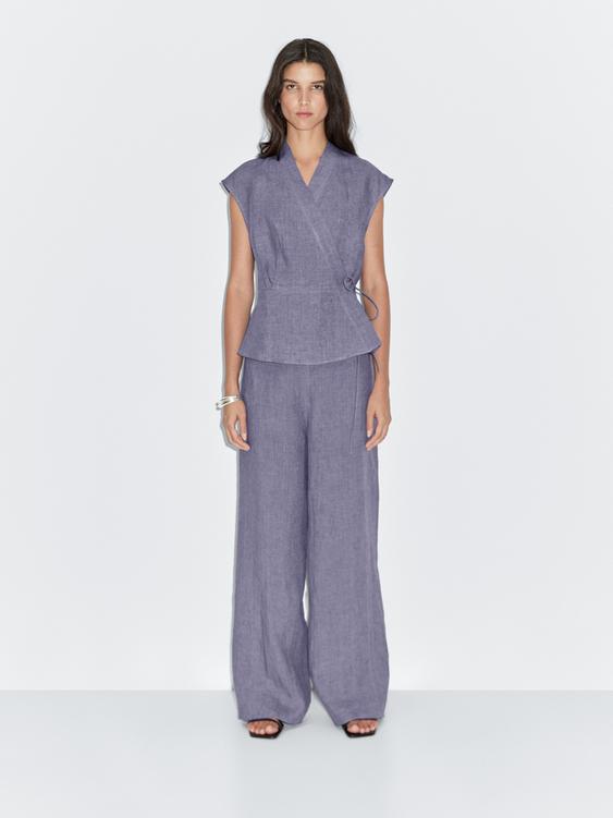 100% linen crossover waistcoat