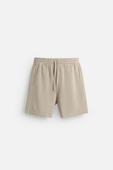 WASHED JOGGER BERMUDA SHORTS - Stone by Zara