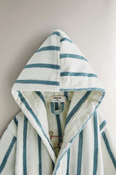PEIGNOIR ENFANT RAYURES CHIEN DE COURSE - Bleu / Blanc de Zara - Image 1