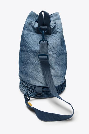 GATHERED DENIM BUCKET BAG X FANGLU LIN - Blue by Zara - Image 3