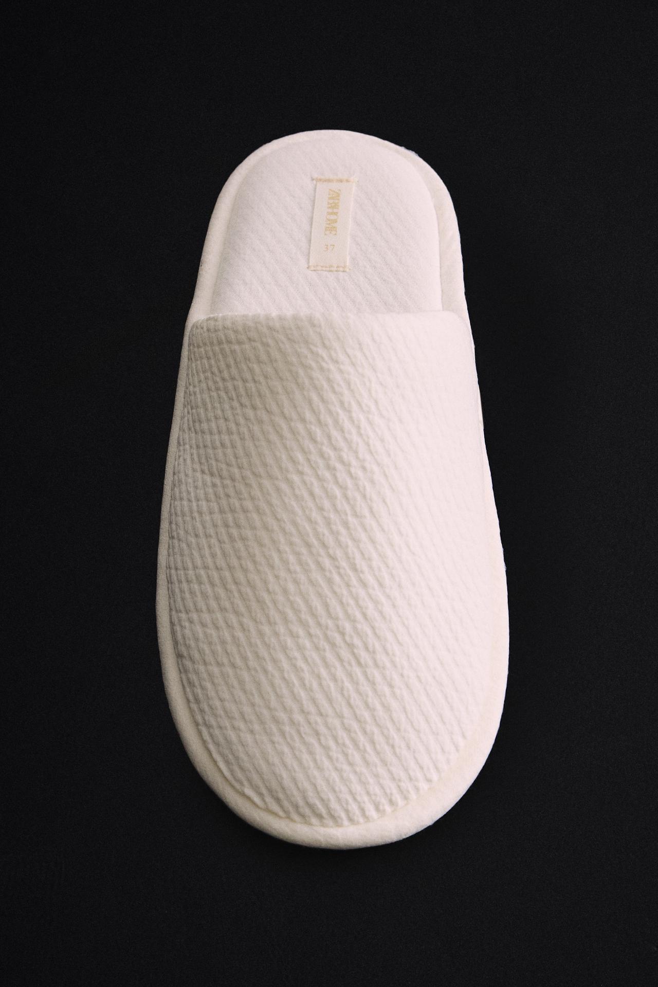 COTTON MULE SLIPPERS — White
