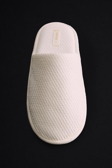 COTTON MULE SLIPPERS — White 1